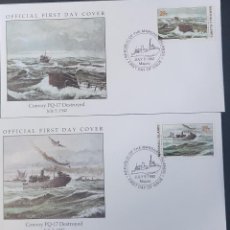 Selos: P) 1992 MARSHALL ISLANDS, CONVOY PQ-17 DESTROYED, HISTORY SECOND WORLD WAR, SET OF 2 COVERS, COMPLET. Lote 311863348