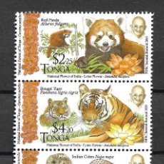 Sellos: TONGA 2015, SERIE MICHEL 2074/77 ANIMALES DE LA INDIA GANDHI. MNH.. Lote 365918171