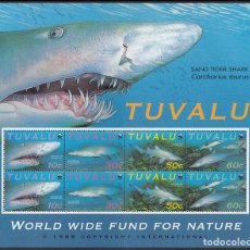 Sellos: TUVALU 2000 SHEET MNH WWF FAUNA MARINA REQUINS SHARKS TIBURONES SQUALI HAIE TUBAROES MARINE LIFE. Lote 363754390