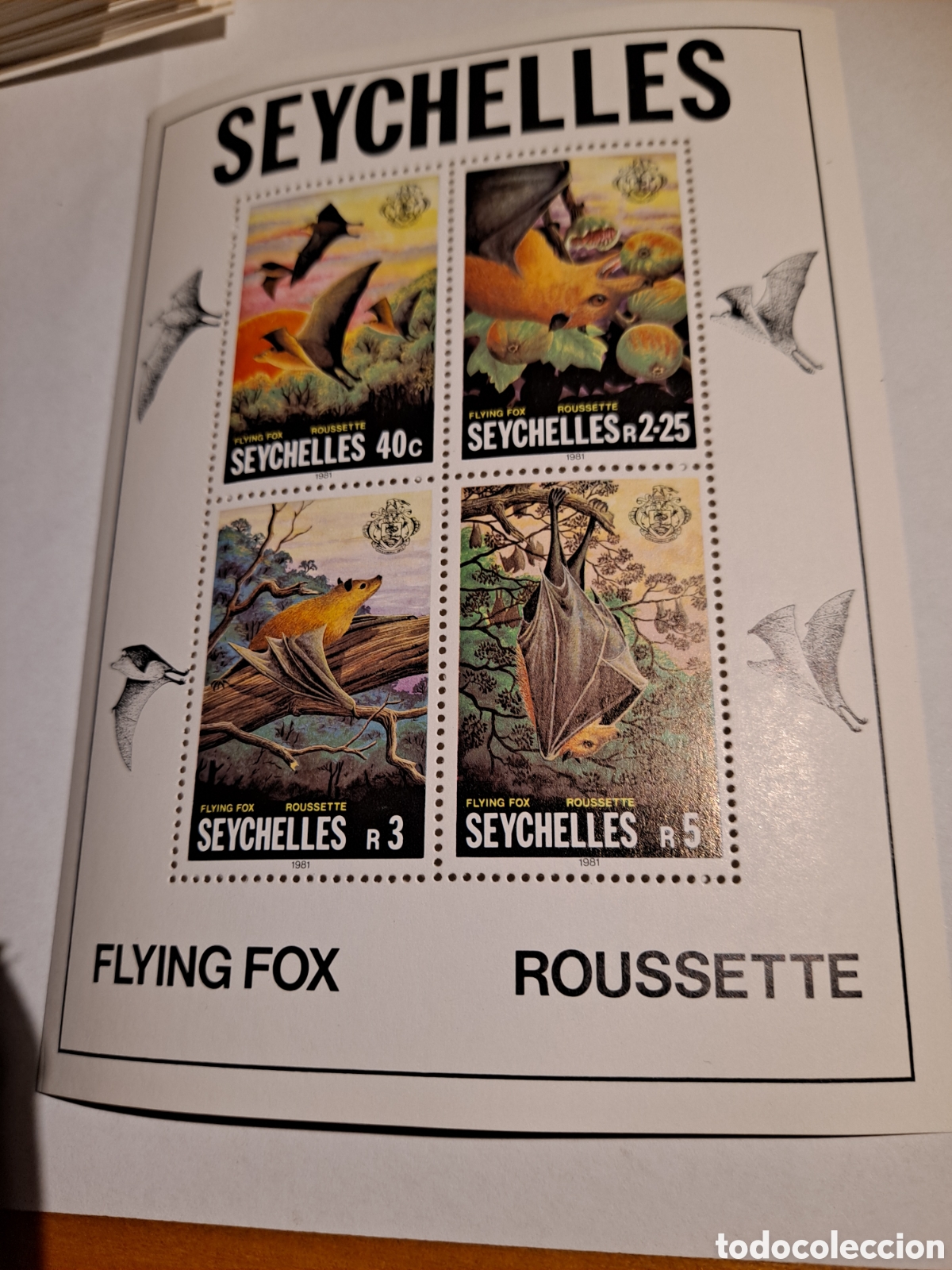 Sellos: SEYCHELLES , FLYING FOX // ROUSSETTE .NUEVA - Foto 1