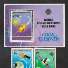 Sellos: SE)1983 COOK ISLANDS, COMPLETE SERIES INTERNATIONAL YEAR OF COMMUNICATIONS, SS AND 4 MINT STAMPS