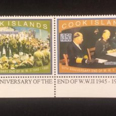 Sellos: O) 1995 COOK ISLANDS, END OF WORLD WAR II, GERMAN SURRENDER, RHEIMS, JAPANESE SURRENDER, TOKYO BAY