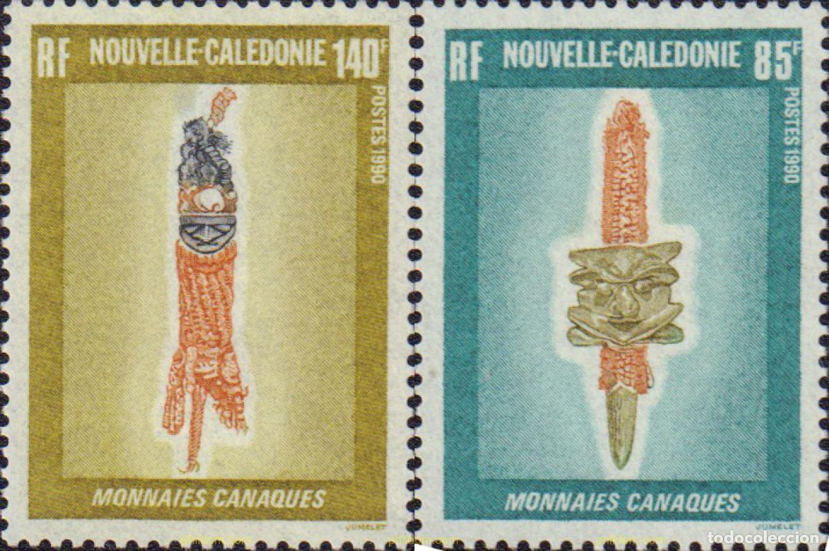 Sellos: 589174 MNH NUEVA CALEDONIA 1990 MONEDAS CANAQUES