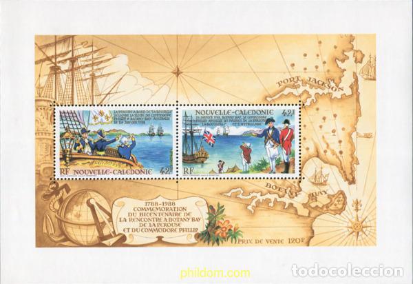 Sellos: 678677 MNH NUEVA CALEDONIA 1988 BICENTENARIO DEL ENCUENTRO EN BOTANY BAY ENTRE LA P&Eacute;ROUSE Y COMMOD