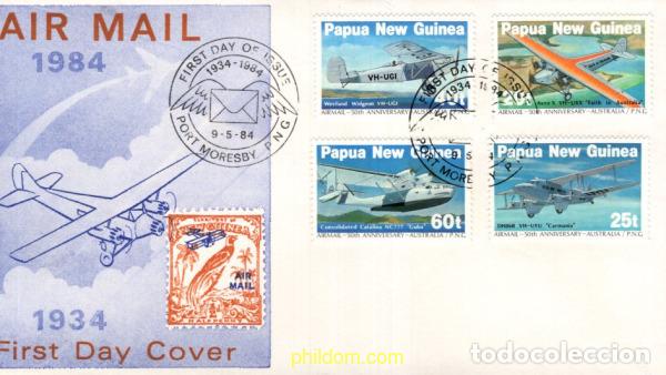 Sellos: 715867 MNH PAPUA NUEVA GUINEA 1984 50 ANIVERSARIO DE LOS PRIMEROS SERVICIOS OFICIALES DEL CORREO AE