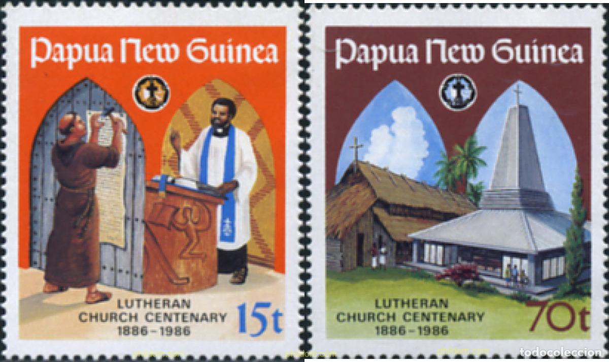 Sellos: 350204 MNH PAPUA NUEVA GUINEA 1986 LA IGLESIA LUTERANA EN NUEVA GUINEA