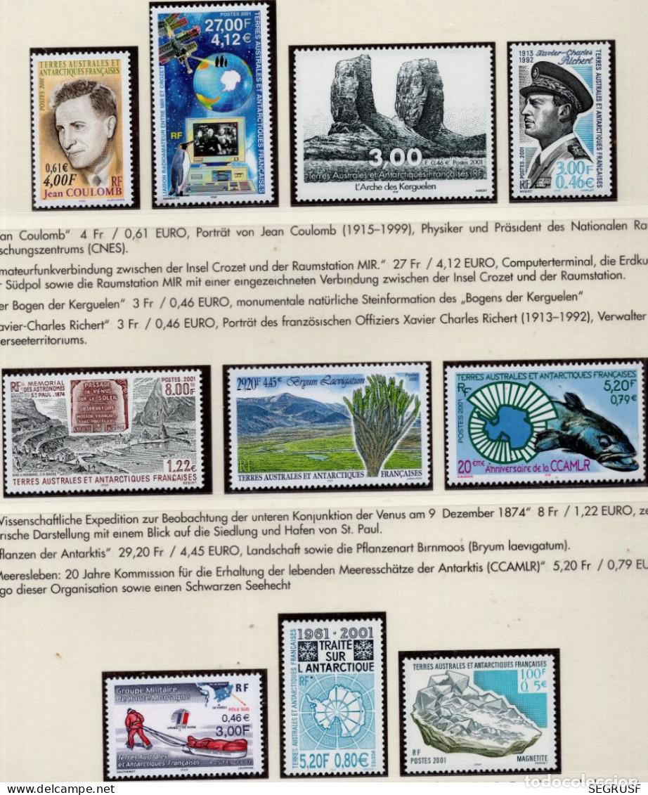 Sellos: TIERRAS AUSTRALES FRANCESAS 2001 STAMP MICHEL TF 449+456+448+447+450+457+473+442+458+439