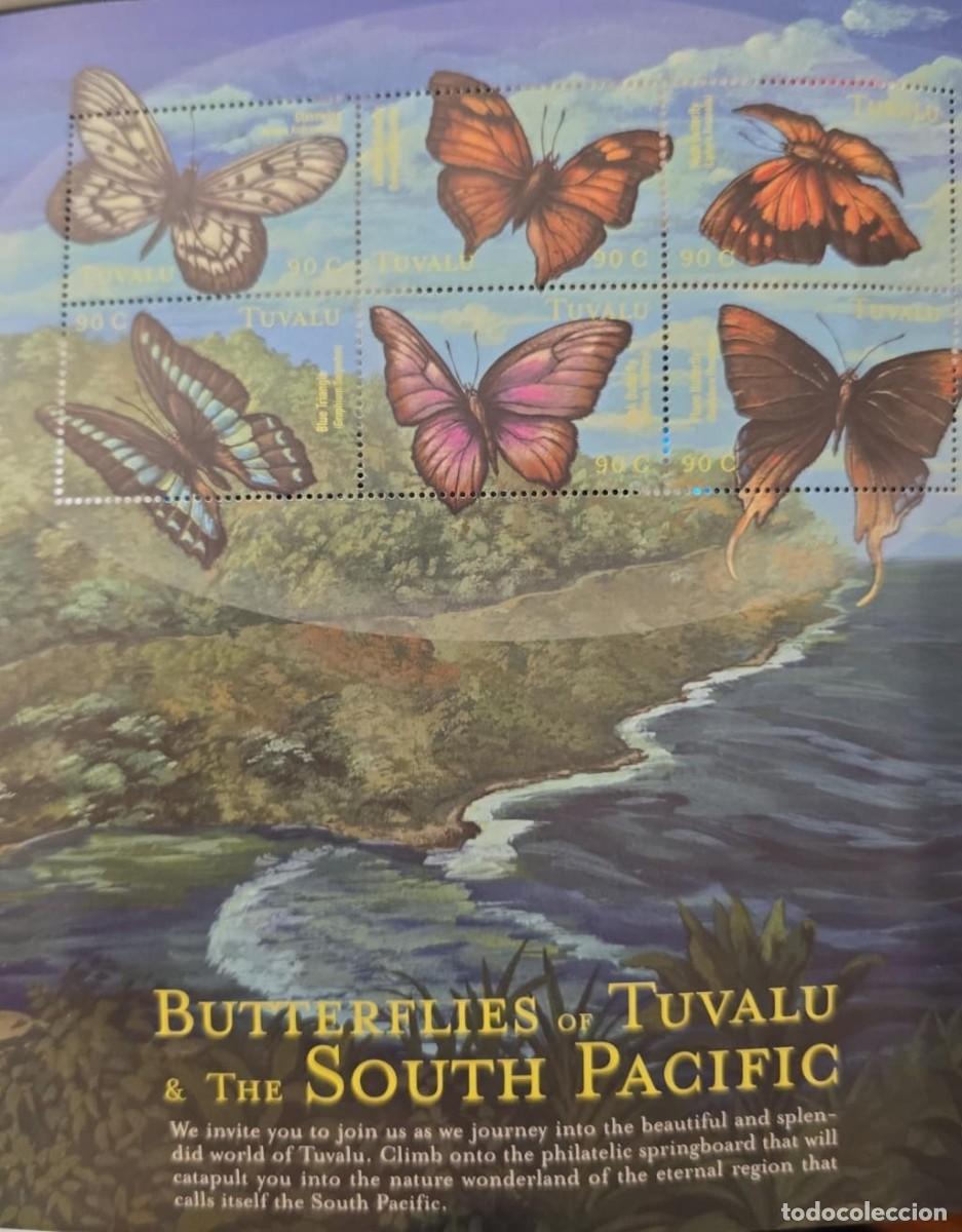 Sellos: O) 2000 TUVALU, BUTTERFLIES, GLASSWING, LEFTWING, MOTH, BLUE TRIANGLE, SCT 829, SHEET MNH