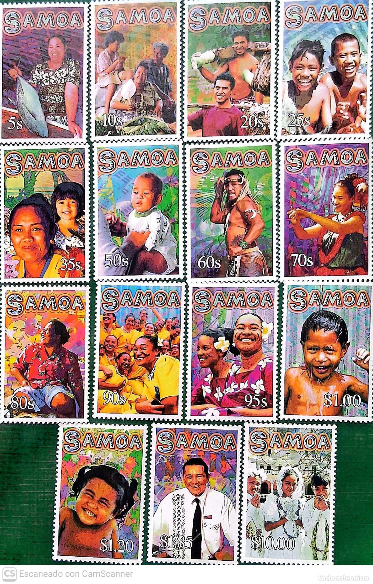 Sellos: Samoa. 927/41 Serie b&aacute;sica. Rostros de Samoanos. 2002. Sellos nuevos y numeraci&oacute;n Yvert.