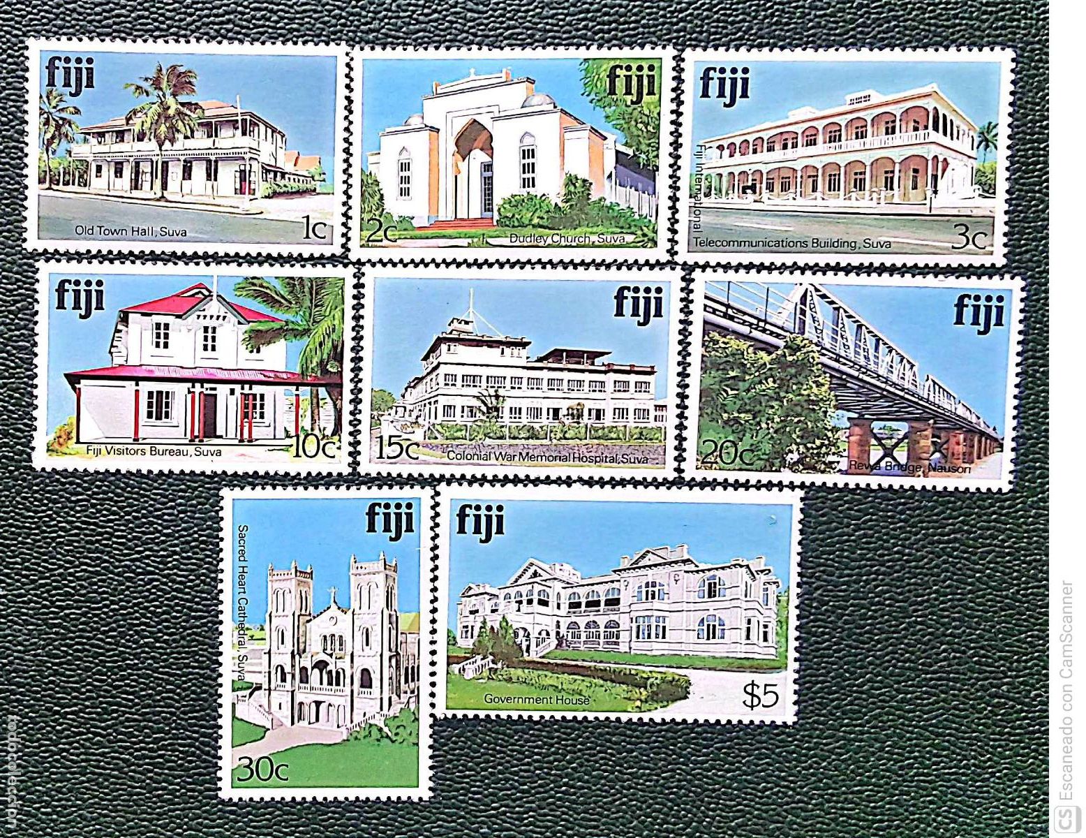 Sellos: Fiyi. 405/12 Serie b&aacute;sica. Edificios y monumentos (I). 1979. Sellos nuevos y numeraci&oacute;n Yvert.