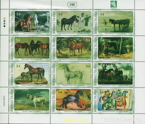 Sellos: 275893 MNH MARSHALL Islas 2002 PINTURAS DE CABALLOS