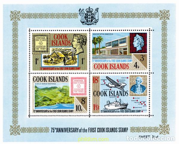 Sellos: 65514 MNH COOK Islas 1967 75 ANIVERSARIO DEL PRIMER SELLO DE LAS ISLAS COOK