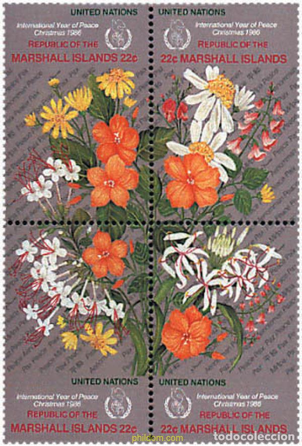 Sellos: 1159 MNH MARSHALL Islas 1986 NAVIDAD Y A&Ntilde;O INTERNACIONAL DE LA PAZ