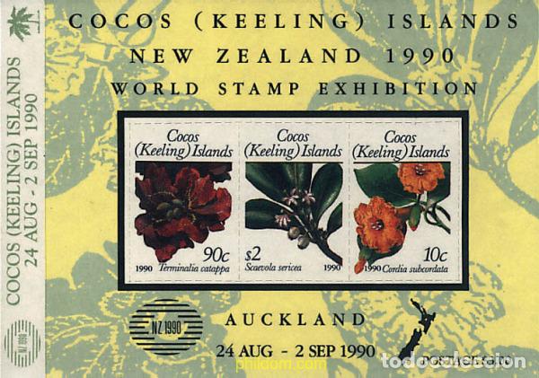 Sellos: 82528 MNH COCOS Islas 1990 NUEVA ZELANDA 1990. EXPOSICION FILATELICA INTERNACIONAL
