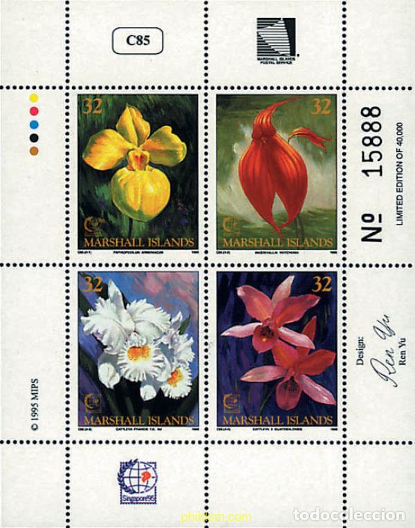 Sellos: 291704 MNH MARSHALL Islas 1995 SINGAPORE 95. EXPOSICION FILATELICA INTERNACIONAL. ORQUIDEAS