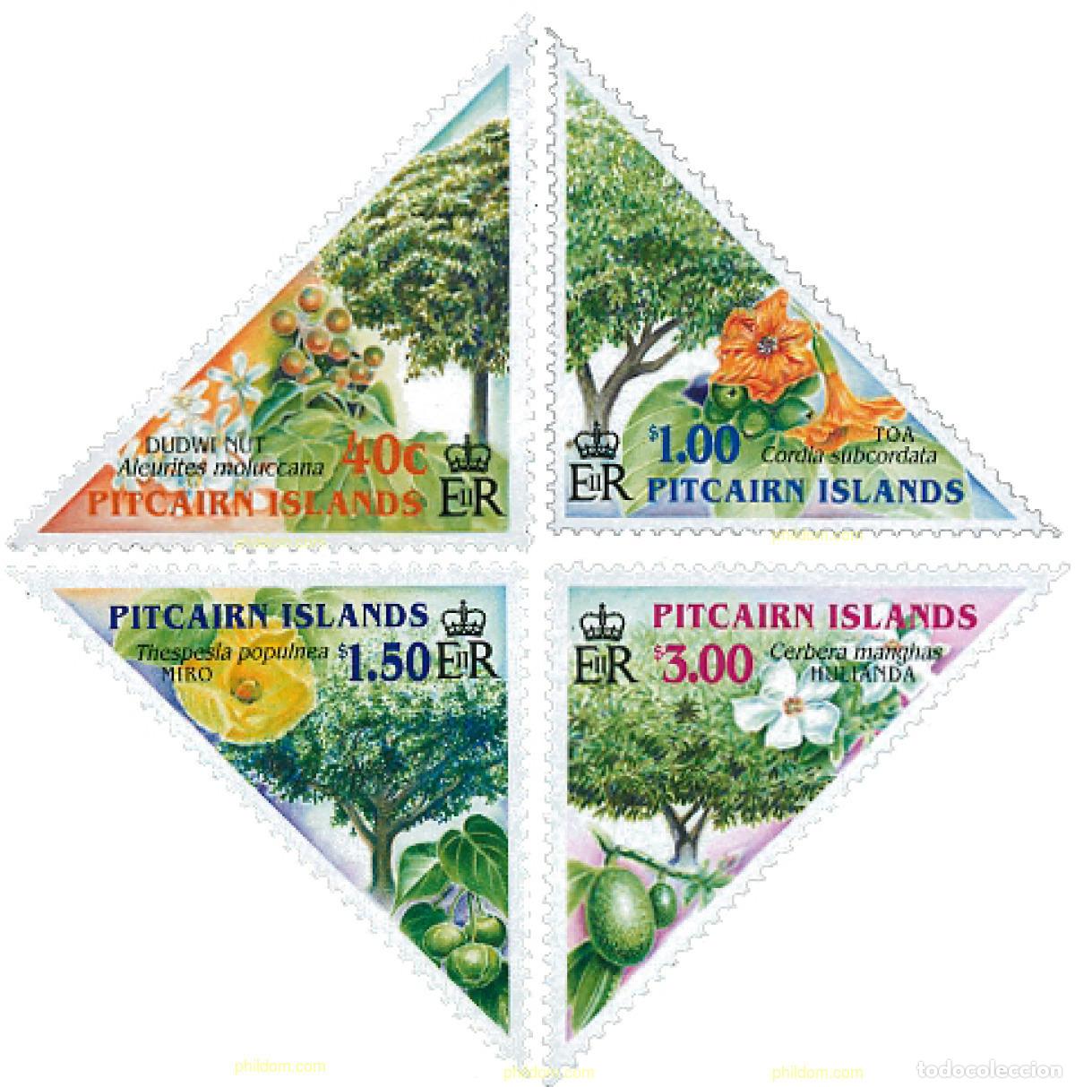 Sellos: 115266 MNH PITCAIRN Islas 2002 ARBOLES