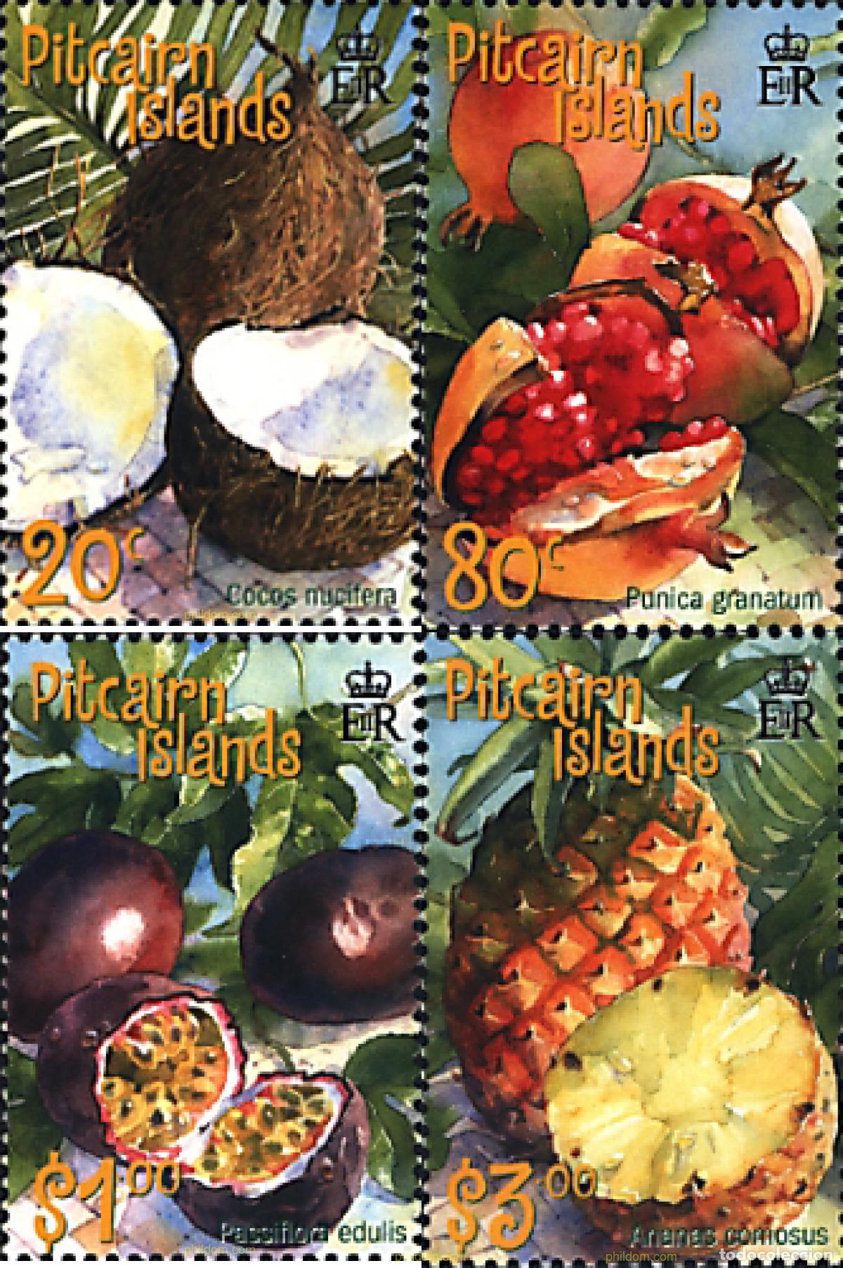 Sellos: 78336 MNH PITCAIRN Islas 2001 FRUTAS TROPICALES
