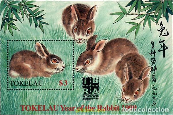 Sellos: 42696 MNH TOKELAU 1999 A&Ntilde;O LUNAR CHINO - A&Ntilde;O DEL CONEJO - IBRA 99. EXPOSICION FILATELICA INTERNAC