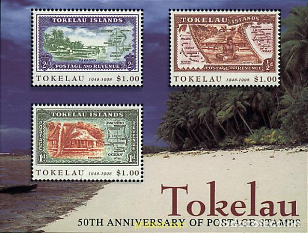 Sellos: 90308 MNH TOKELAU 1998 50 ANIVERSARIO DE LOS PRIMEROS SELLOS