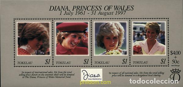 Sellos: 90307 MNH TOKELAU 1998 HOMENAJE A LA PRINCESA DIANA DE GALES
