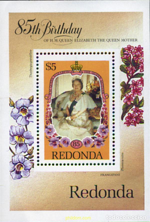 Sellos: 355157 MNH REDONDA 1985 85 ANIVERSARIO DE LA REINA MADRE