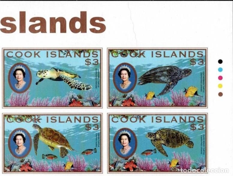 Sellos: COOK ISLANDS 2007 SERIE 4 STAMPS MNH IMPERF QUEEN ELIZABETH II REALEZA TORTUGAS TURTLES FAUNA MARINA