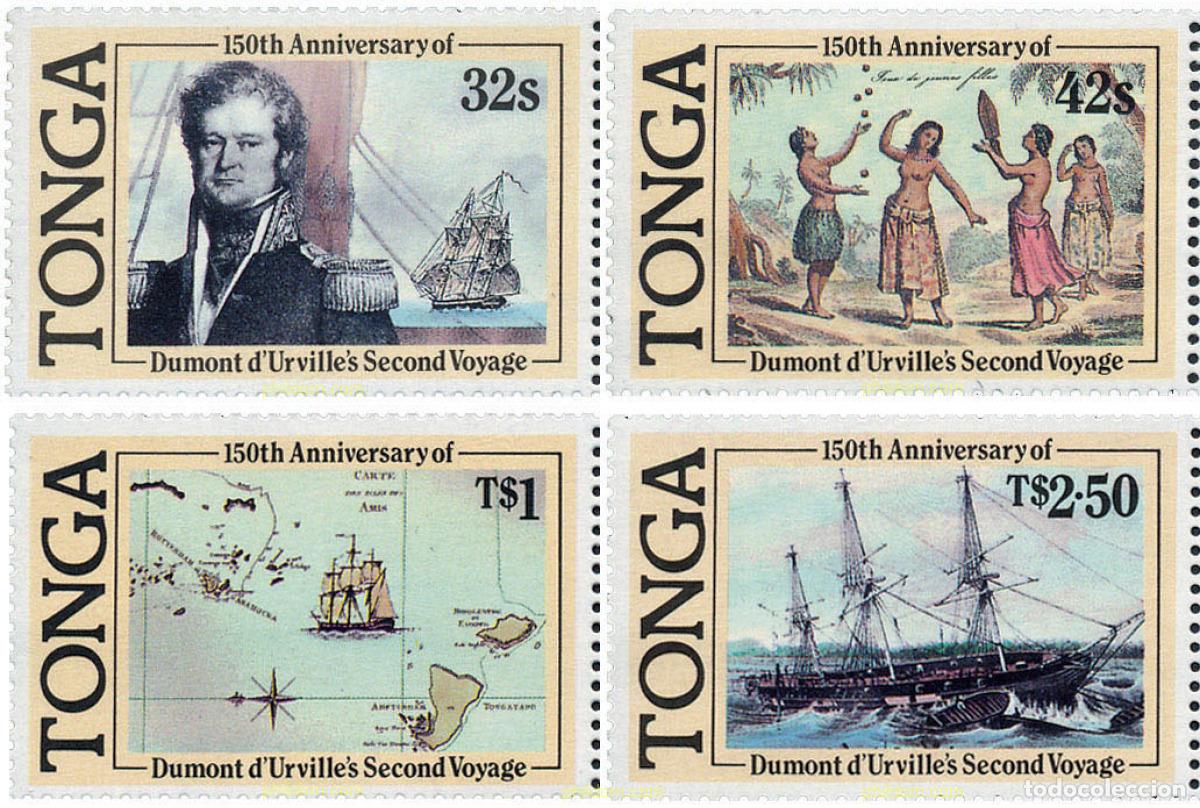 Sellos: 45695 MNH TONGA 1987 150 ANIVERSARIO DEL SEGUNDO VIAJE DE DUMONT D&acute;URVILLE