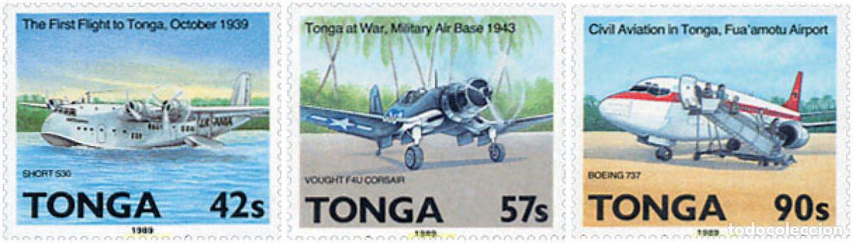 Sellos: 606853 MNH TONGA 1989 50 ANIVERSARIO DE LA AVIACION EN TONGA