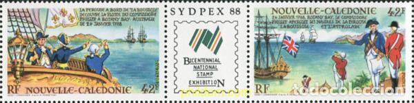 Sellos: 678671 MNH NUEVA CALEDONIA 1988 BICENTENARIO DEL ENCUENTRO EN BOTANY BAY ENTRE LA P&Eacute;ROUSE Y COMMOD