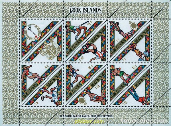 Briefmarken: 65525 MNH COOK Islas 1969 3 JUEGOS DEL PACIFICO SUR