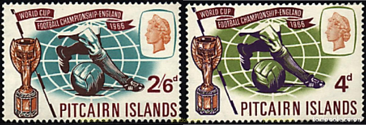 Sellos: 281429 HINGED PITCAIRN Islas 1966 COPA DEL MUNDO DE FUTBOL. INGLATERRA-66