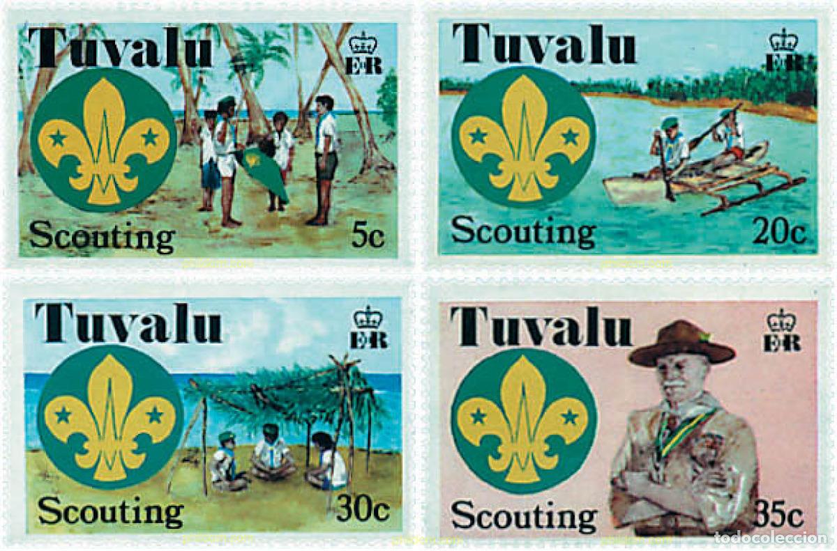Sellos: 38727 MNH TUVALU 1977 50 ANIVERSARIO DEL ESCULTISMO EN EL PACIFICO CENTRAL