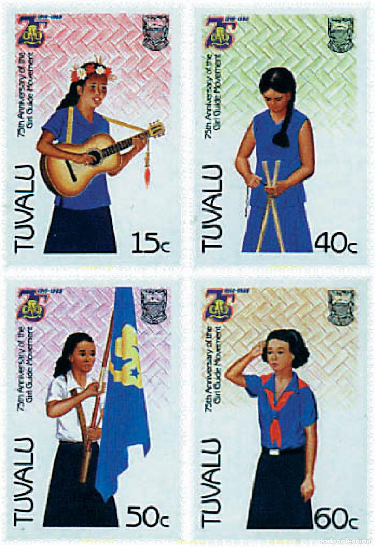 Sellos: 38893 MNH TUVALU 1985 75 ANIVERSARIO DEL ESCULTISMO FEMENINO