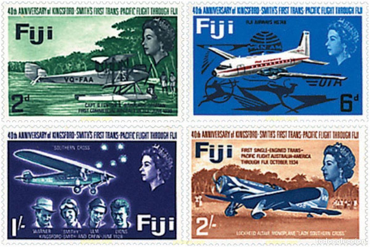 Sellos: 43292 MNH FIJI 1968 40 ANIVERSARIO DEL VUELO TRANSPACIFICO DE KINGSFORD SMITH
