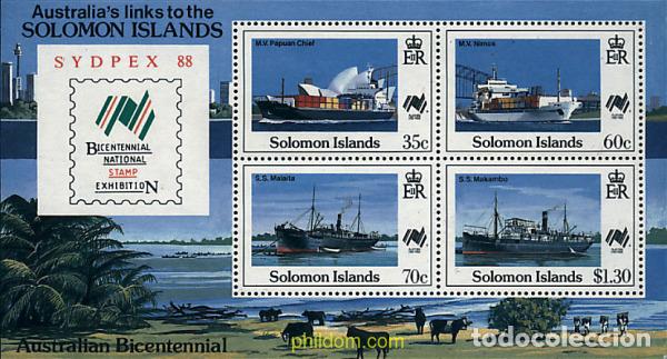 Sellos: 57818 MNH SALOMON 1988 BICENTENARIO DE LA IMPLANTACION DE LOS PRIMEROS COLONOS EN AUSTRALIA