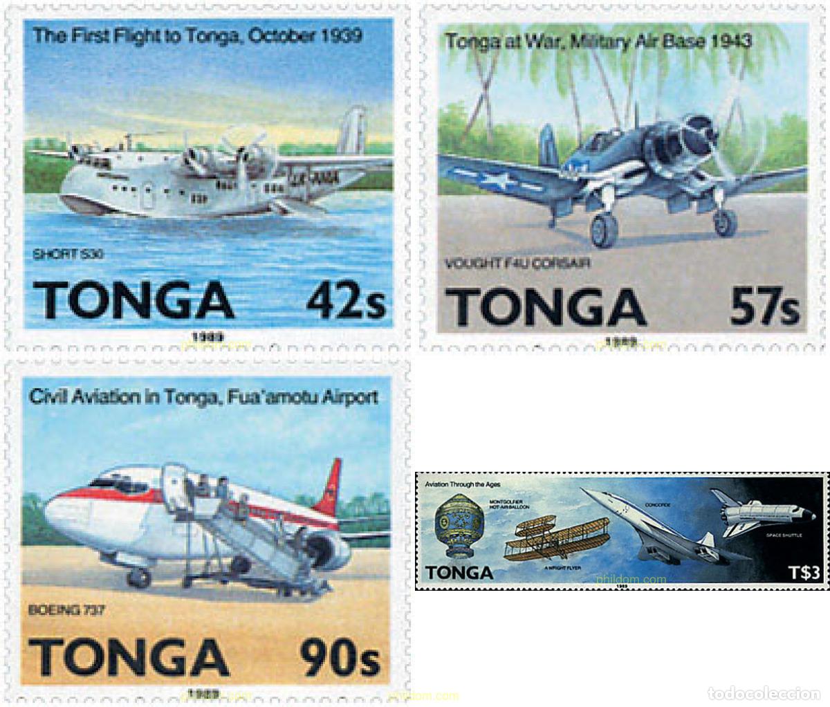 Sellos: 45700 MNH TONGA 1989 50 ANIVERSARIO DE LA AVIACION EN TONGA