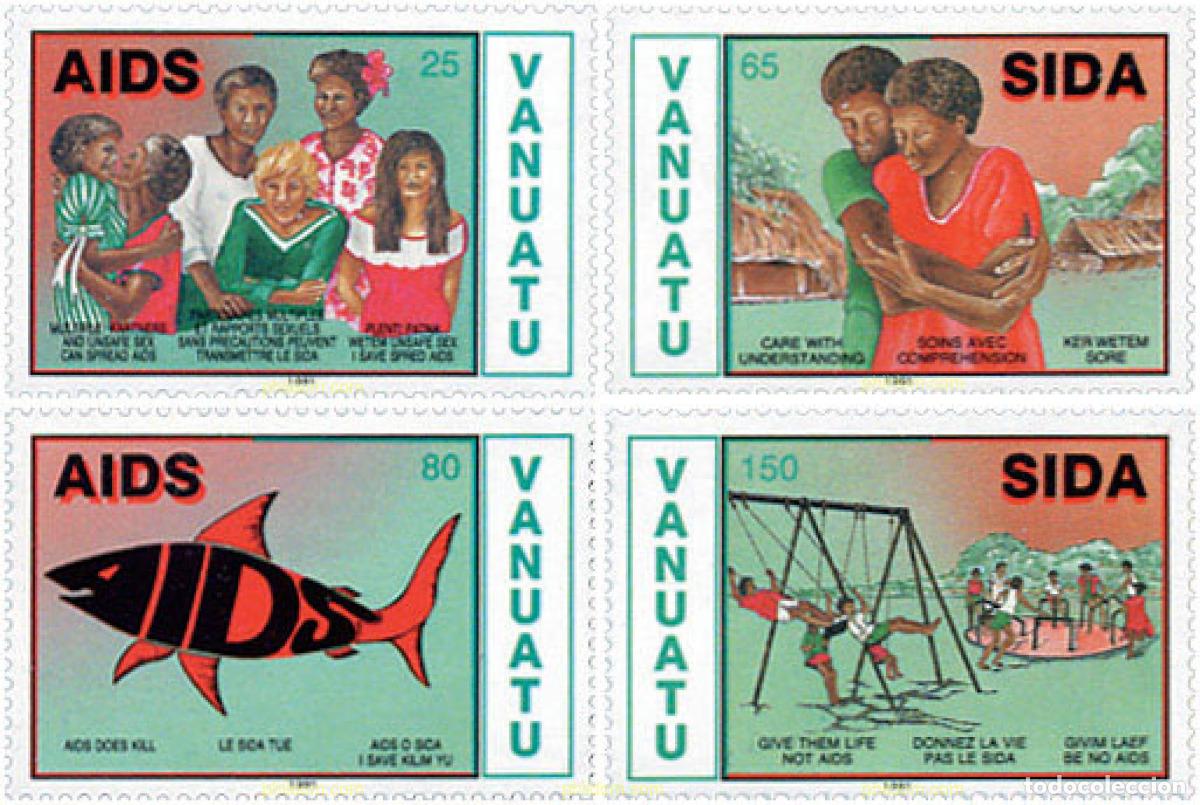 Sellos: 45816 MNH VANUATU 1991 CAMPA&Ntilde;A PARA LA PREVENCION DEL SIDA
