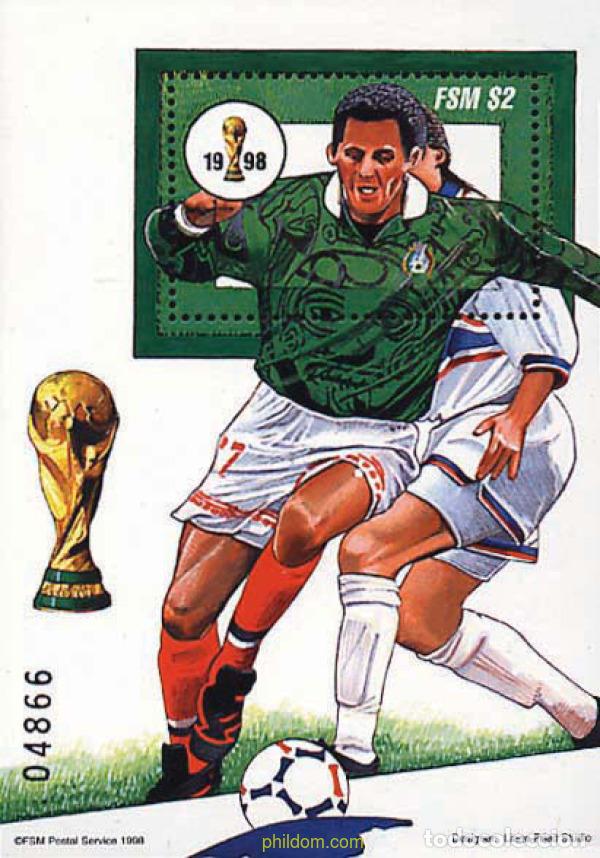 Sellos: 344034 MNH MICRONESIA 1998 COPA DEL MUNDO DE FUTBOL. FRANCIA-98