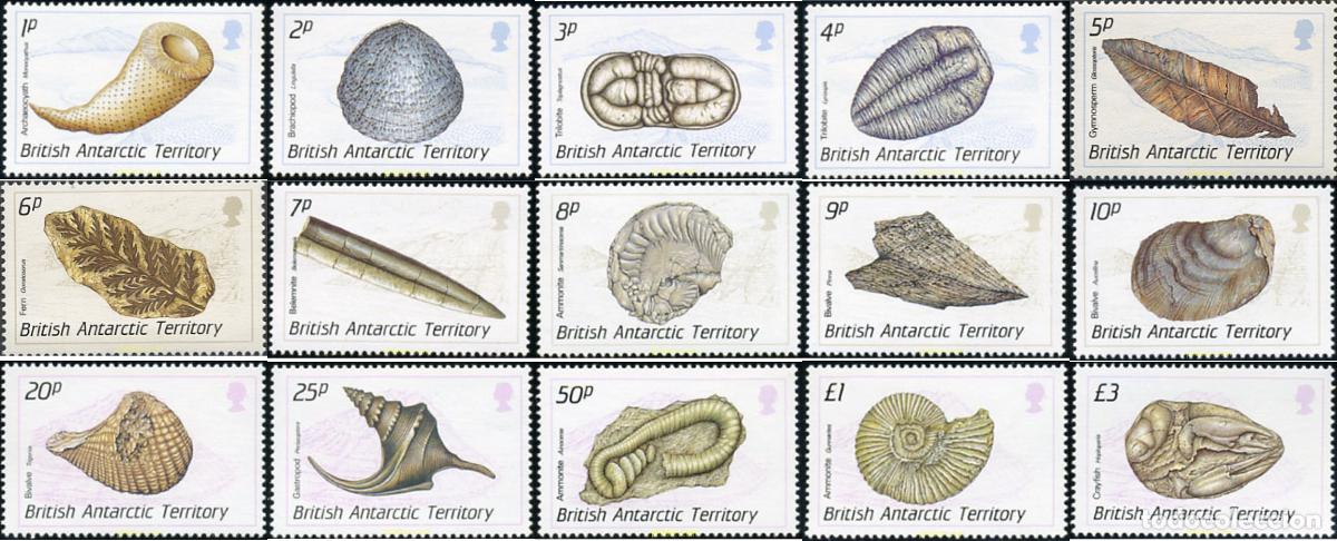 Sellos: 28343 MNH ANTARTIDA BRITANICA 1990 FOSILES DE LA ANTARTIDA