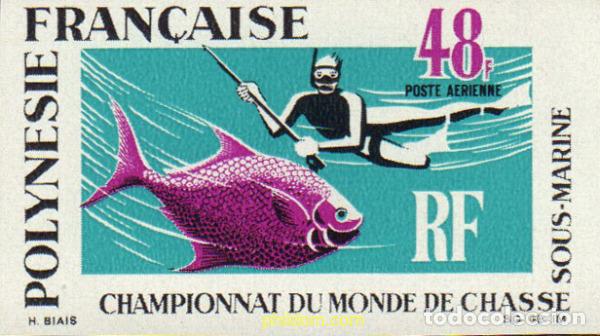 Sellos: 584326 MNH POLINESIA FRANCESA 1969 CAMPEONATO DEL MUNDO DE PESCA SUBMARINA