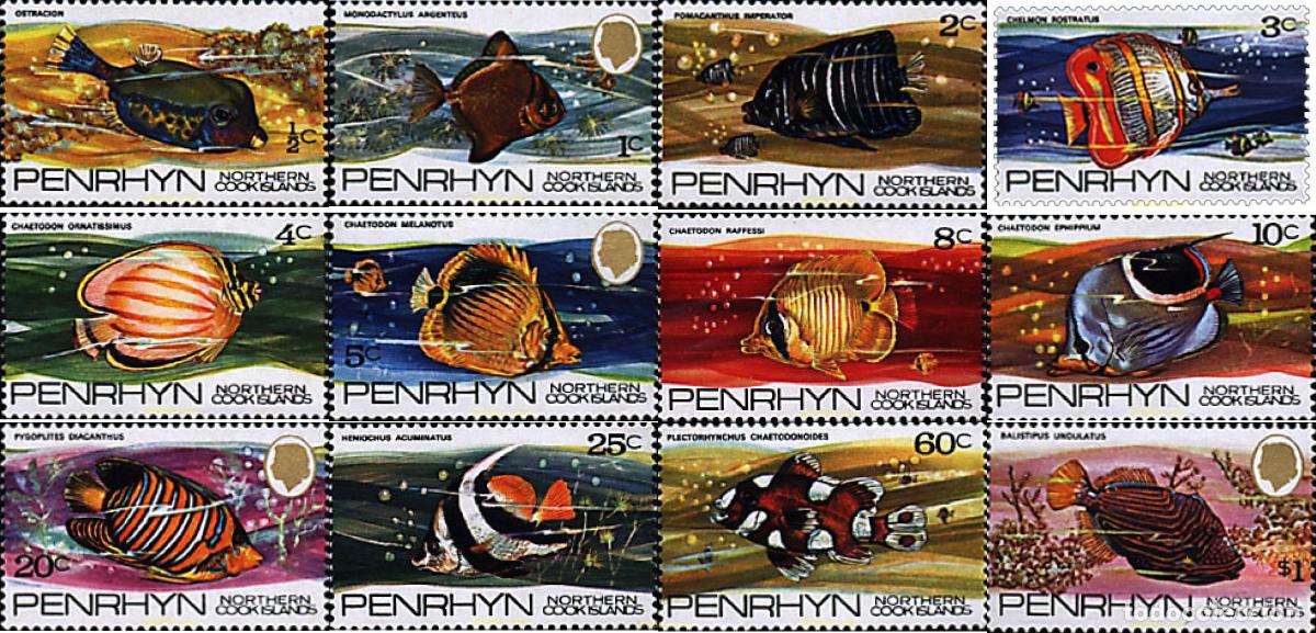 Sellos: 54870 MNH PENRHYN 1974 PECES