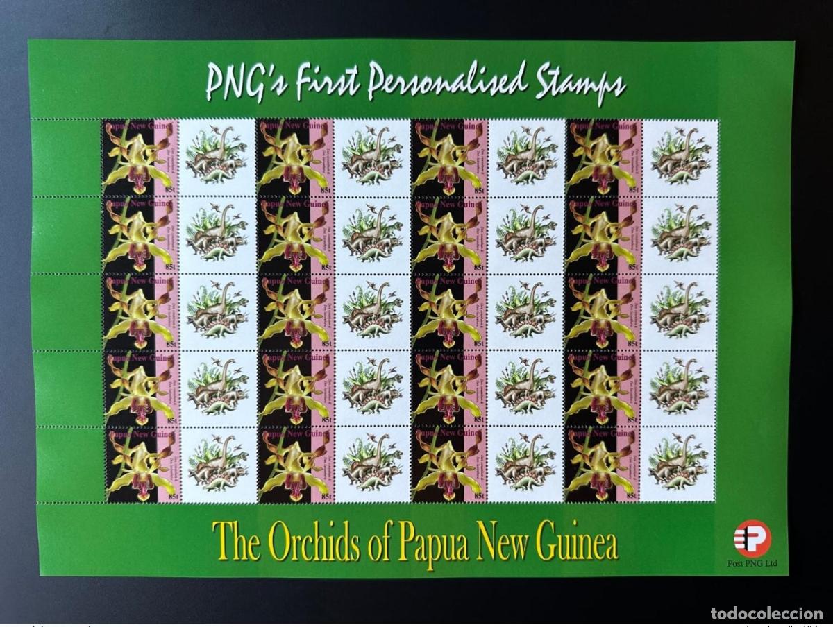 Sellos: Pap&uacute;a Nueva Guinea PNG 2007 Mi. 1244 Dinosaurios personalizados (3) Flores de orqu&iacute;dea