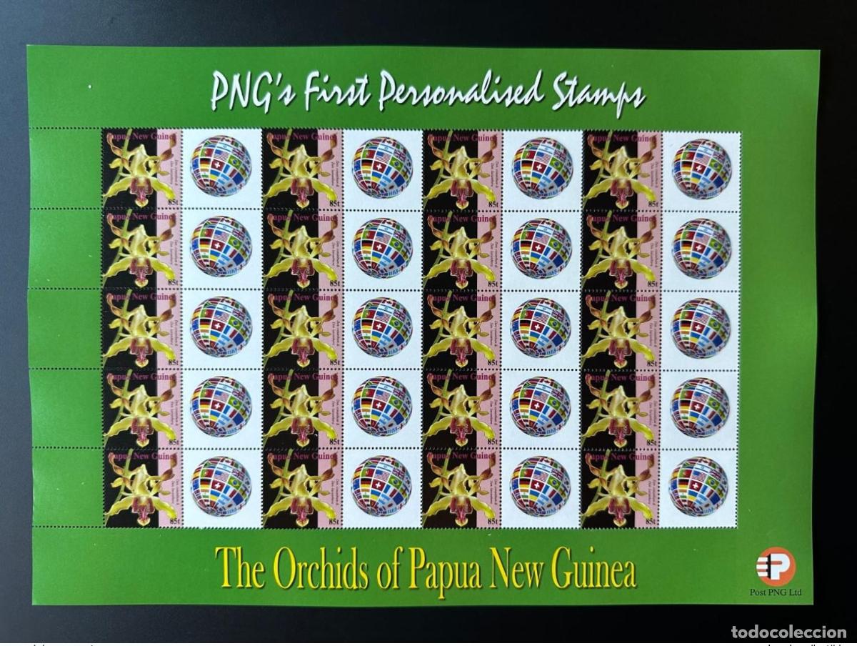 Sellos: Banderas personalizadas de Pap&uacute;a Nueva Guinea PNG 2007 Mi. 1244 con flores orqu&iacute;dea