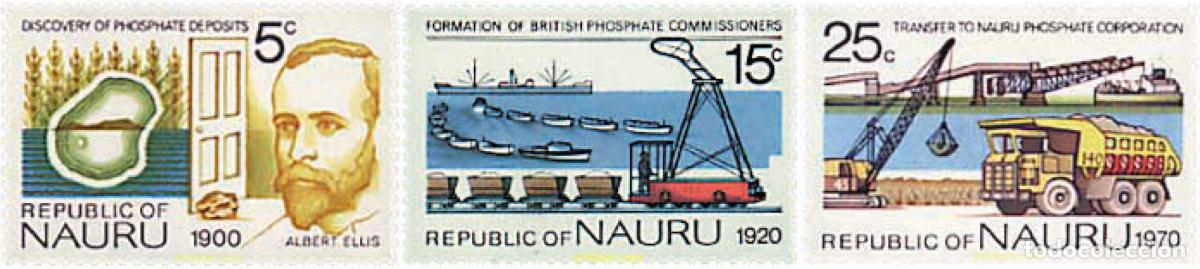 Sellos: 601933 MNH NAURU 1975 75 ANIVERSARIO DEL DESCUBRIMIENTO DE LOS FOSFATOS