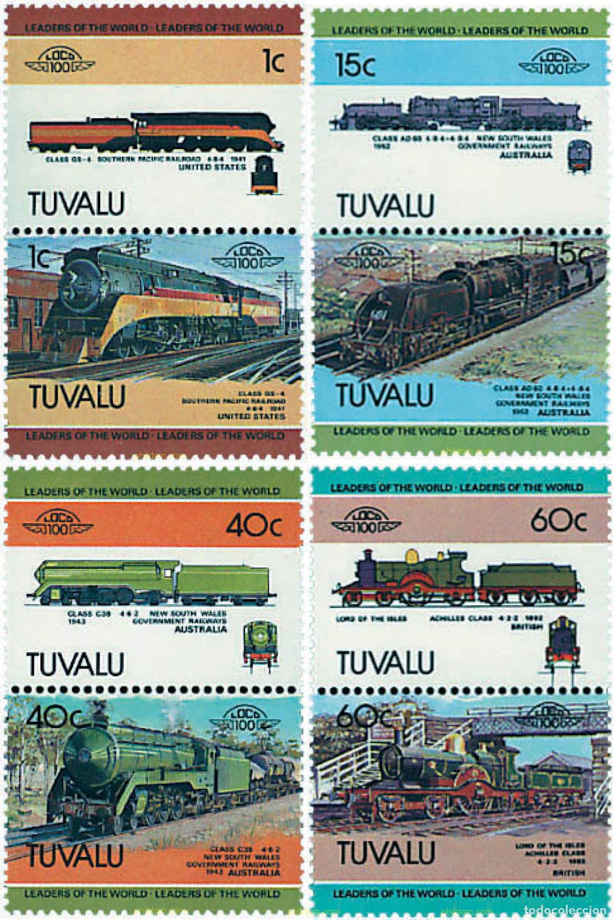 Sellos: 6331 MNH TUVALU 1984 LOCOMOTORAS