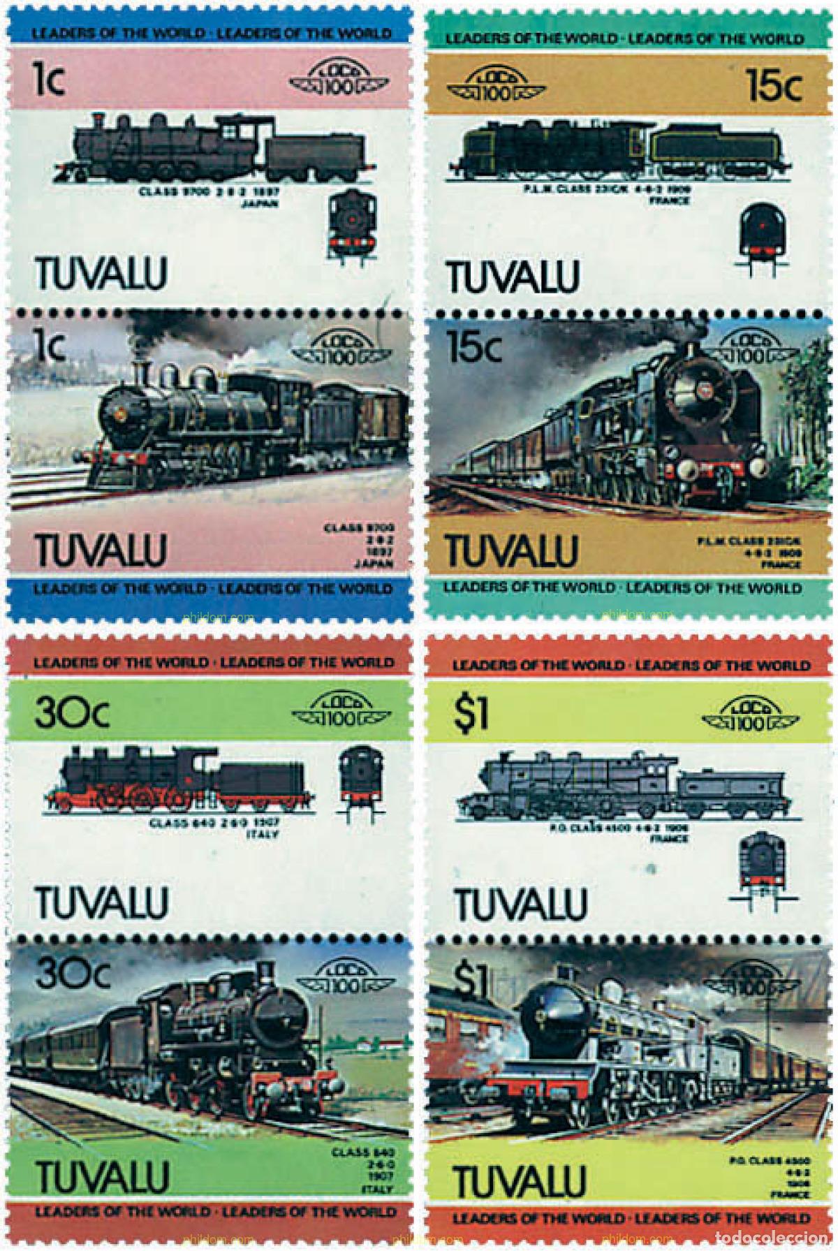 Sellos: 6334 MNH TUVALU 1984 LOCOMOTORAS