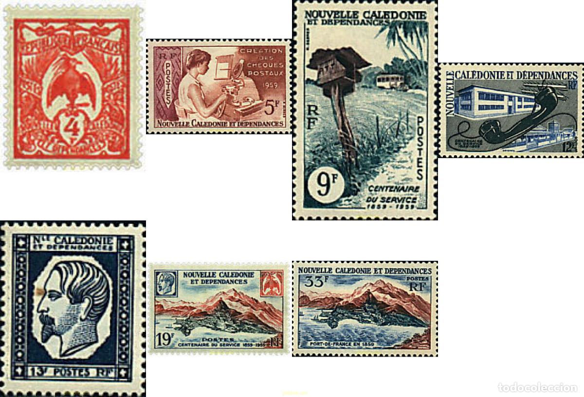 Sellos: 45356 MNH NUEVA CALEDONIA 1960 CENTENARIO DEL CORREO Y DEL SELLO DE NUEVA CALEDONIA