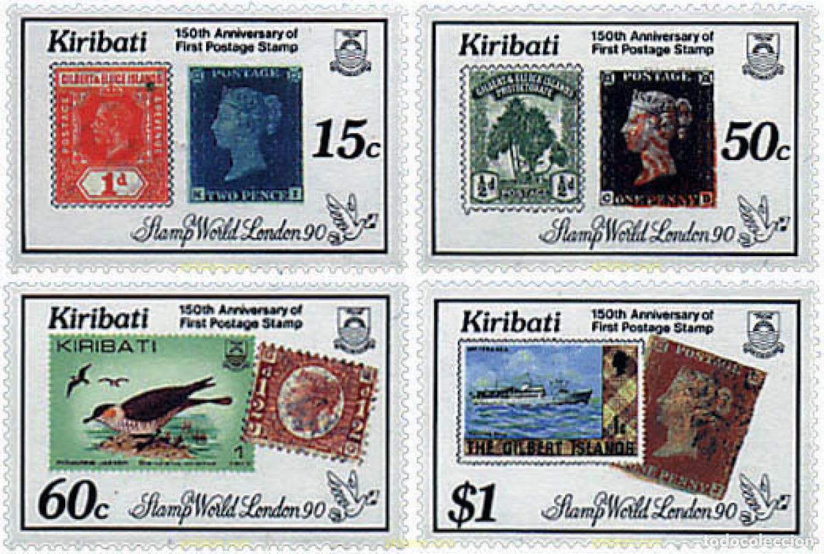 Sellos: 92422 MNH KIRIBATI 1990 150 ANIVERSARIO DEL PRIMER SELLO. EXPOSICION FILATELICA LONDON 90
