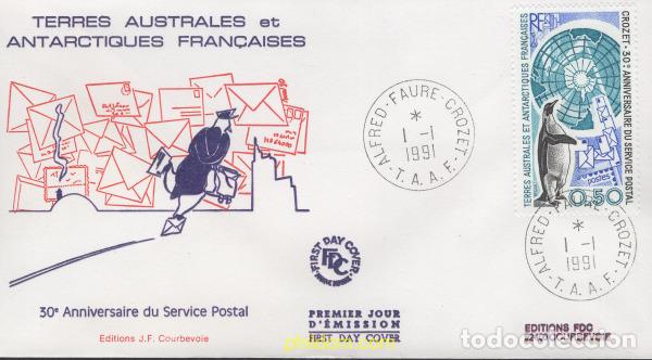 Sellos: 397296 MNH ANTARTIDA FRANCESA 1991 30 ANIVERSARIO DEL SERVICIO POSTAL EN CROZET