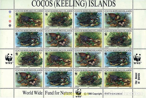 Sellos: 12642 MNH COCOS Islas 1992 RASCON FRANJEADO DE COCOS